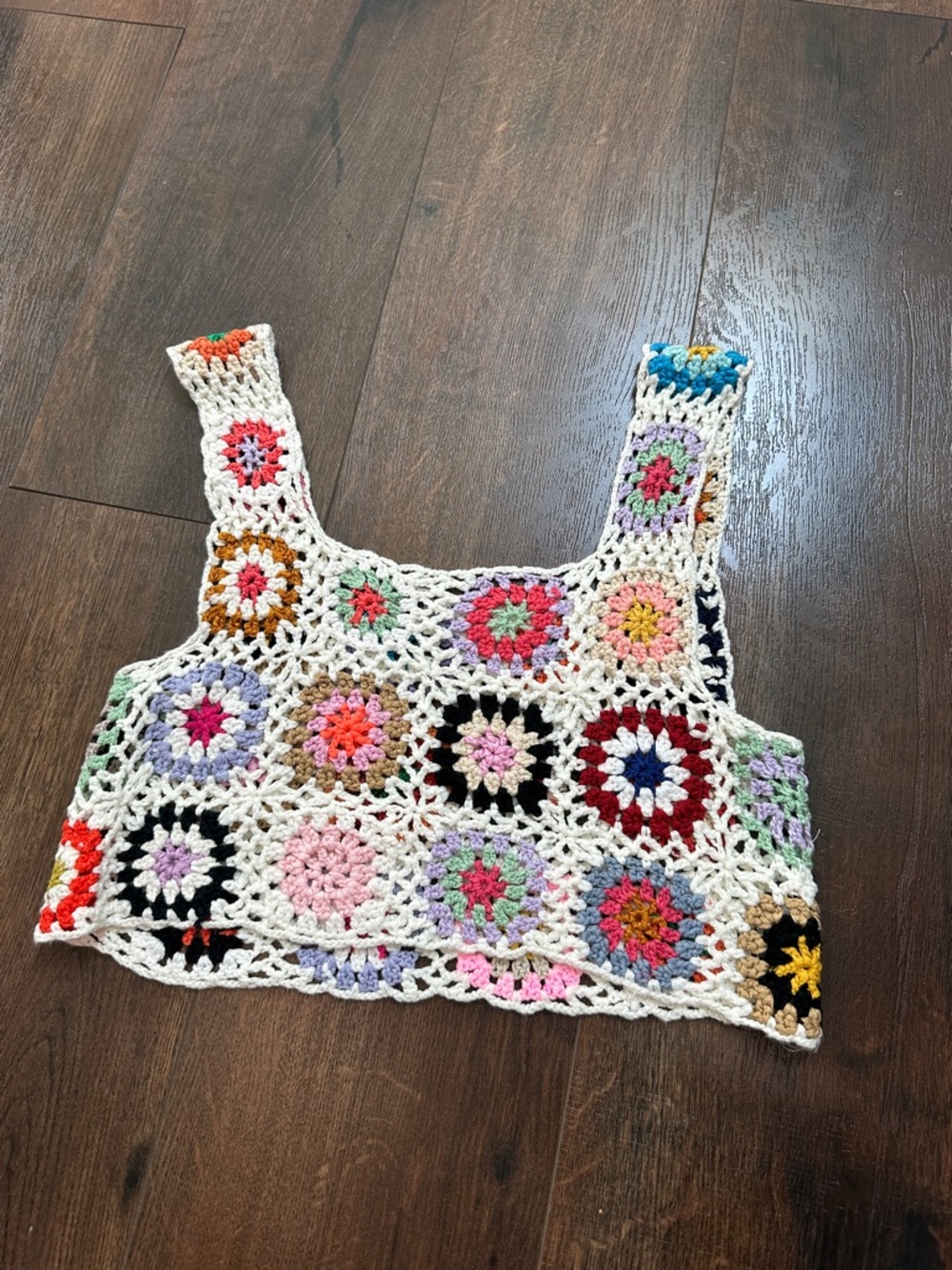 Multicolor Crochet Tank Top - Cream Base